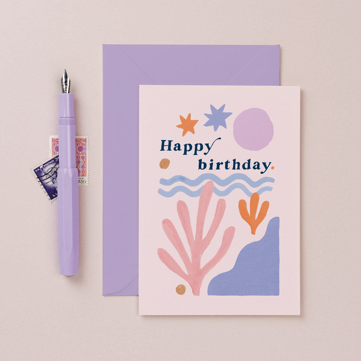 An abstract birthday card with matisse inspired shapes on a birthday card from the Matisse collection at Sister Paper Co.