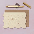 A new baby card featuring luxe stamped gold foil details from the Cosmique range of greeting cards from Sister Paper Co.