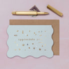 A thank you card featuring luxe stamped gold foil details from the Cosmique range of greeting cards from Sister Paper Co.