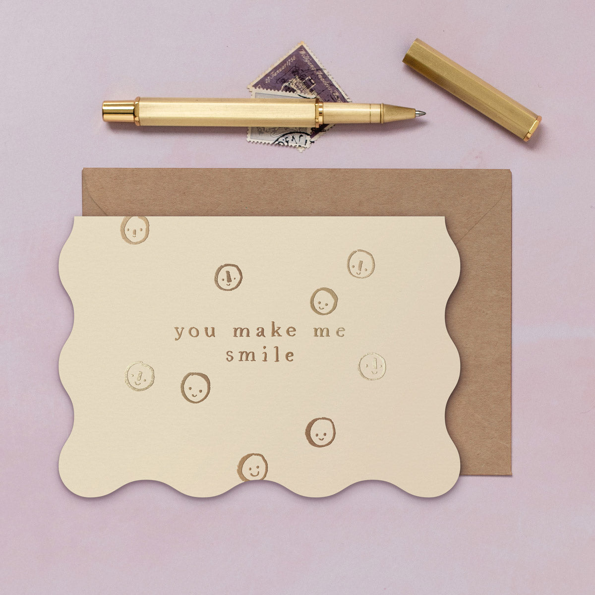 A greeting card featuring luxe stamped gold foil details from the Cosmique range of greeting cards from Sister Paper Co.