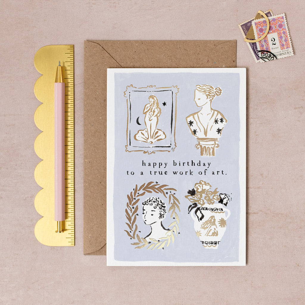 A work of art birthday card with gold foil details from Sister Paper Co.