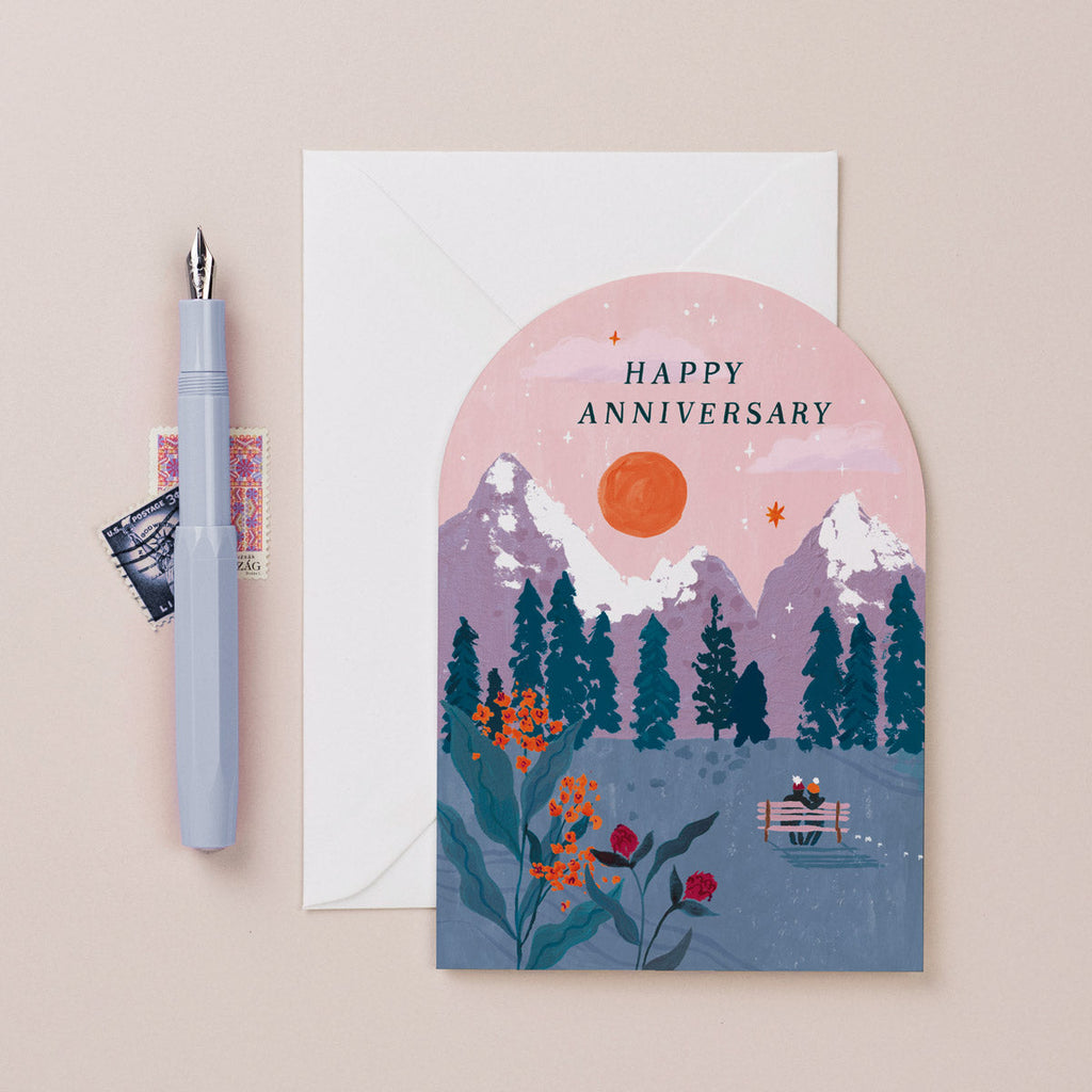 An anniversary card featuring a couple in a nature park from the occasions card collection at Sister Paper Co.