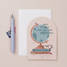 A card for Dad featuring an illustration of globe and glasses from the male birthday card collection at Sister Paper Co.