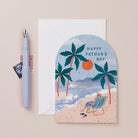 A Father's Day card for Dad featuring an illustration of deckchair and sunset from the Father's Day card collection at Sister Paper Co.