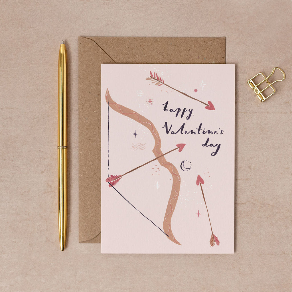 Illustrated Valentine's Card with Cupid's bow and arrow from the Valentine's collection at Sister Paper Co.