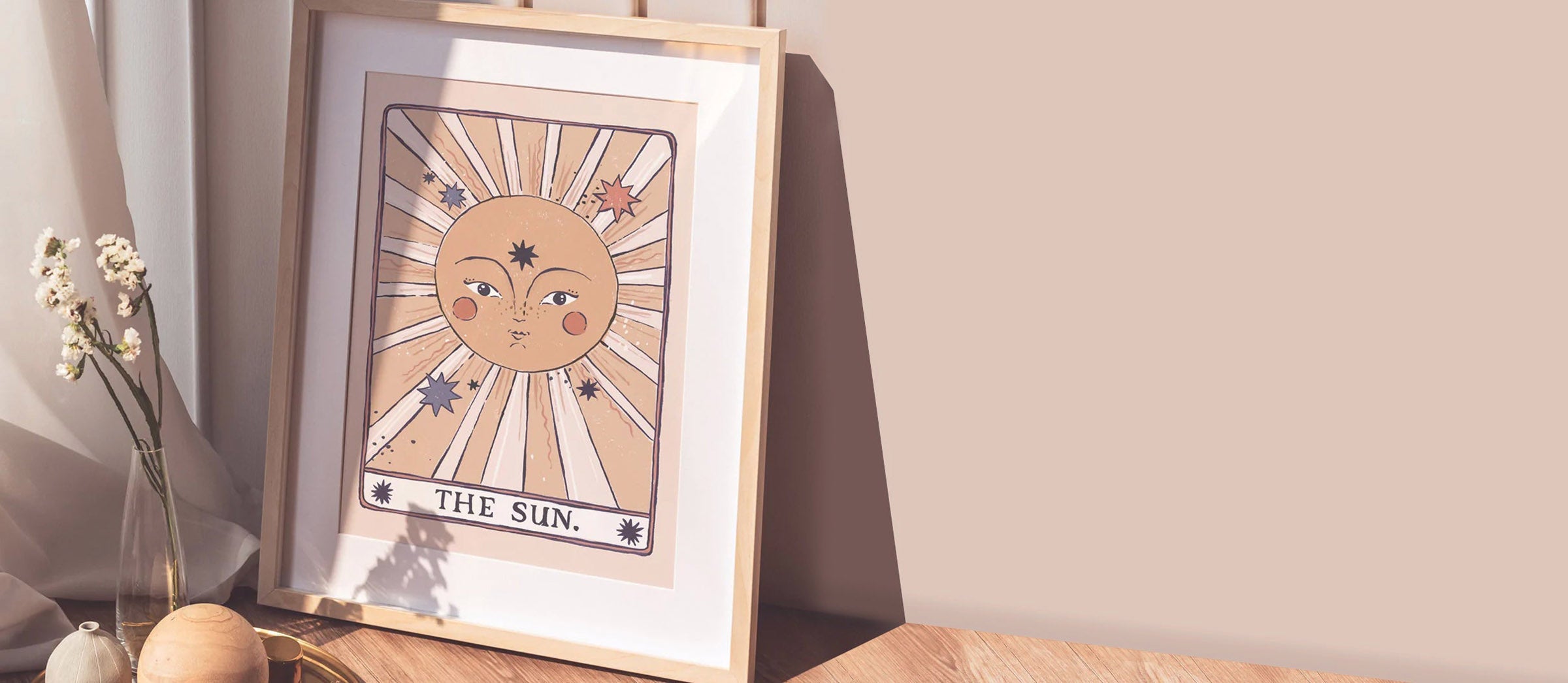 Tarot card inspired sun art print for gallery wall