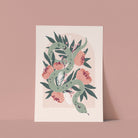 Modern art print with mystical snake and flowers illustration from the gallery wall art collection at Sister Paper Co.